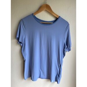 Hang Ten Womens XL Periwinkle Blue Short Sleeve Performance Tee Side Zip Pocket